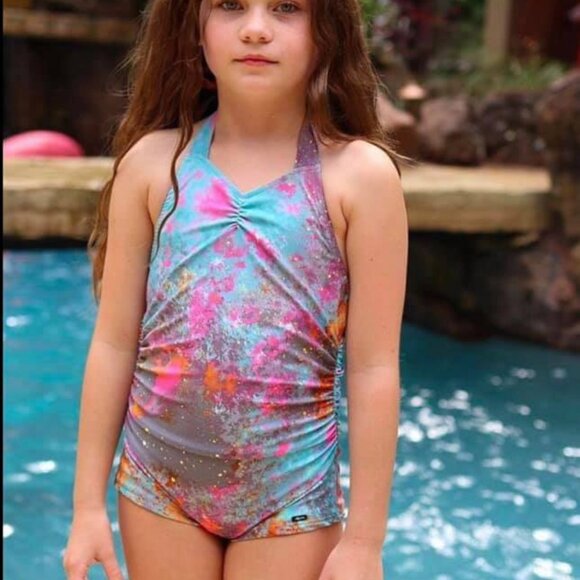 Girls Bijou Sauvage Kitty Retro One Piece Swimsuit Space Between Galaxy Stars 6